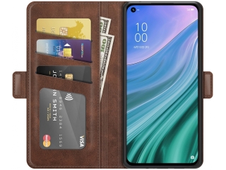 Oppo A74 5G Leder Hülle Karten Ledertasche mokka