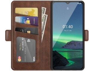 Nokia 1.4 Leder Hülle Karten Ledertasche mokka