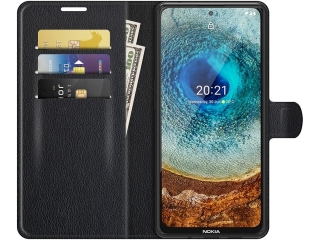 Nokia X10 Lederhülle Portemonnaie Karten Etui schwarz