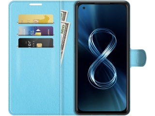 Asus Zenfone 8 Lederhülle Portemonnaie Karten Etui hellblau