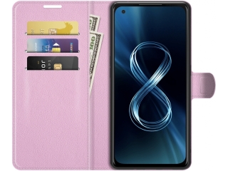 Asus Zenfone 8 Lederhülle Portemonnaie Karten Etui rosa