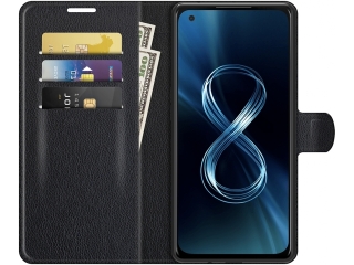 Asus Zenfone 8 Lederhülle Portemonnaie Karten Etui schwarz