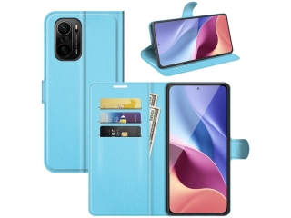 Xiaomi Poco F3 Lederhülle Portemonnaie Karten Etui hellblau