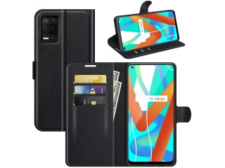 Realme 8 Pro Lederhülle Portemonnaie Karten Etui schwarz