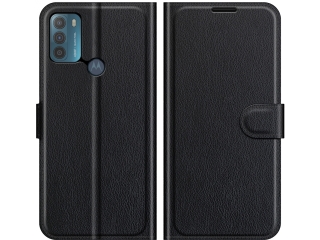 Motorola Moto G50 Lederhülle Portemonnaie Karten Etui schwarz