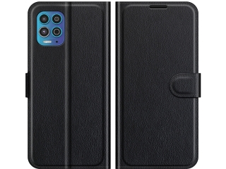 Motorola Moto G100 Lederhülle Portemonnaie Karten Etui schwarz