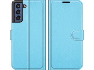 Samsung Galaxy S21 FE Lederhülle Portemonnaie Karten Etui hellblau