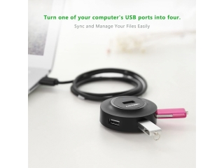 UGREEN Praktischer 4-Fach USB 2.0 Hub für Büro & Arbeitsplatz schwarz