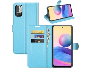 Xiaomi Redmi Note 10 5G Lederhülle Portemonnaie Karten Etui hellblau