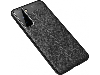 Samsung Galaxy S21 Leder Design Gummi Hülle TPU Cover schwarz