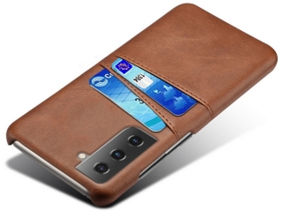 CardCaddy Samsung Galaxy S21 Leder Backcase mit Kartenfächern braun