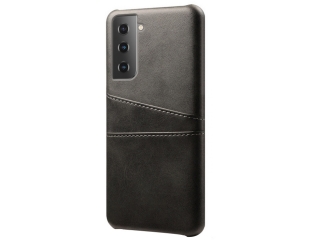CardCaddy Samsung Galaxy S21 Leder Backcase mit Kartenfächern schwarz
