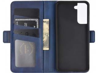 Samsung Galaxy S21+ Leder Hülle Karten Ledertasche dunkelblau
