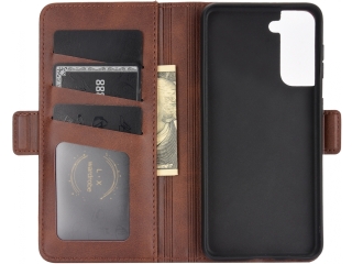 Samsung Galaxy S21+ Leder Hülle Karten Ledertasche mokka