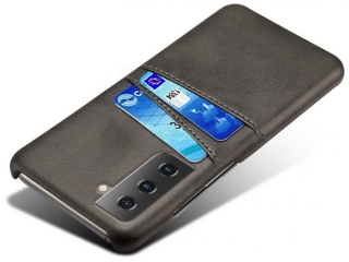 CardCaddy Samsung Galaxy S21+ Leder Backcase mit Kartenfächern schwarz