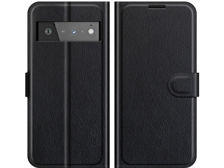Google Pixel 6 Pro Lederhülle Portemonnaie Karten Etui schwarz