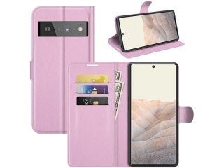 Google Pixel 6 Pro Lederhülle Portemonnaie Karten Etui rosa