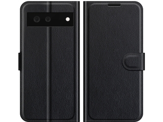 Google Pixel 6 Lederhülle Portemonnaie Karten Etui schwarz