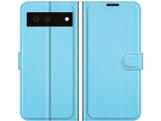Google Pixel 6 Lederhülle Portemonnaie Karten Etui hellblau