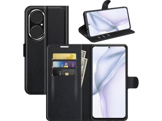 Huawei P50 Lederhülle Portemonnaie Karten Etui schwarz