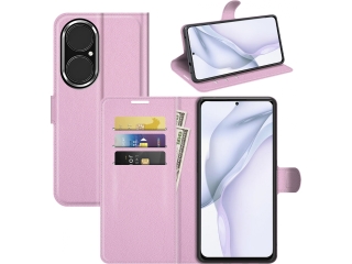 Huawei P50 Lederhülle Portemonnaie Karten Etui rosa