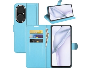 Huawei P50 Lederhülle Portemonnaie Karten Etui hellblau