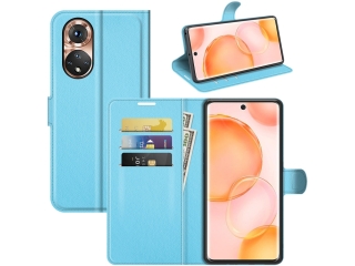 Honor 50 Lederhülle Portemonnaie Karten Etui hellblau