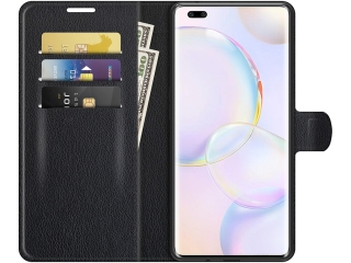Honor 50 Pro Lederhülle Portemonnaie Karten Etui schwarz