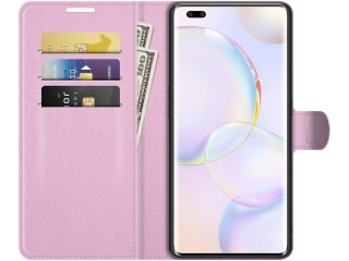 Honor 50 Pro Lederhülle Portemonnaie Karten Etui rosa