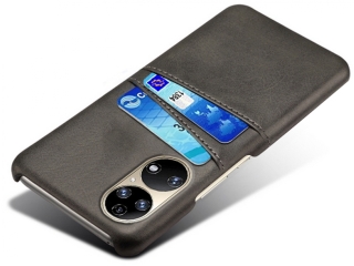 CardCaddy Huawei P50 Leder Backcase mit Kartenfächern schwarz