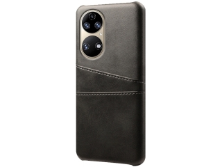 CardCaddy Huawei P50 Leder Backcase mit Kartenfächern schwarz