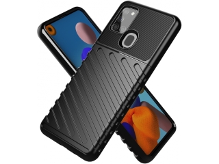 Samsung Galaxy A21s SpaceCase Stripes Impact-Resistant Hülle schwarz