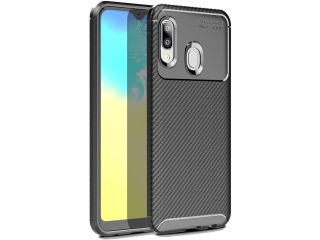 Samsung Galaxy A20e Carbon Design Hülle TPU Case flexibel schwarz