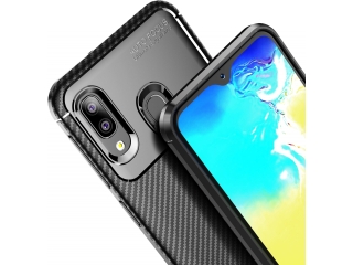 Samsung Galaxy A20e Carbon Design Hülle TPU Case flexibel schwarz