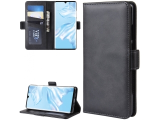 Huawei P30 Pro Leder Hülle Karten Ledertasche schwarz