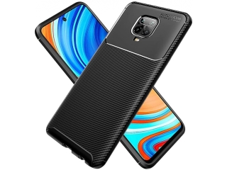 Xiaomi Redmi Note 9 Pro Carbon Design Hülle TPU Case flexibel schwarz