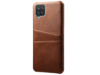 CardCaddy Samsung Galaxy A12 Leder Backcase mit Kartenfächern braun