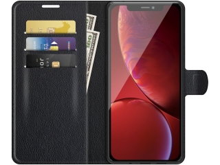 Apple iPhone 13 Pro Max Lederhülle Portemonnaie Karten Etui schwarz
