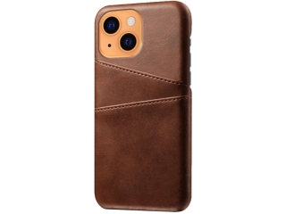 CardCaddy Apple iPhone 13 Leder Backcase mit Kartenfächern braun