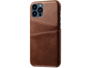 CardCaddy Apple iPhone 13 Pro Leder Backcase mit Kartenfächern braun