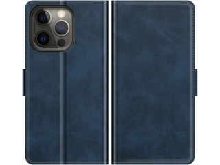 Apple iPhone 13 Pro Max Leder Hülle Karten Ledertasche dunkelblau