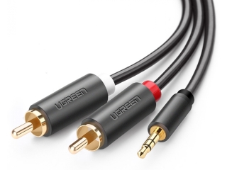 UGREEN AUX 3.5mm Klinke auf Cinch Kabel Stereo rot weiss 2m