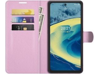 Nokia XR20 Lederhülle Portemonnaie Karten Etui rosa