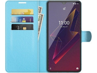 Wiko Power U20 Lederhülle Portemonnaie Karten Etui hellblau