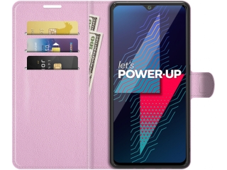 Wiko Power U30 Lederhülle Portemonnaie Karten Etui rosa