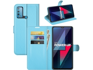 Wiko Power U30 Lederhülle Portemonnaie Karten Etui hellblau