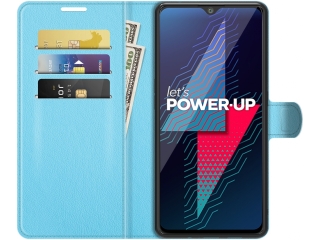 Wiko Power U30 Lederhülle Portemonnaie Karten Etui hellblau