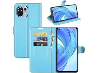 Xiaomi 11 Lite 5G NE Lederhülle Portemonnaie Karten Etui hellblau