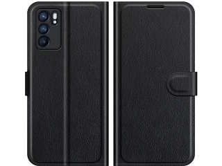 Oppo Reno6 5G Lederhülle Portemonnaie Karten Etui schwarz