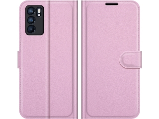 Oppo Reno6 5G Lederhülle Portemonnaie Karten Etui rosa